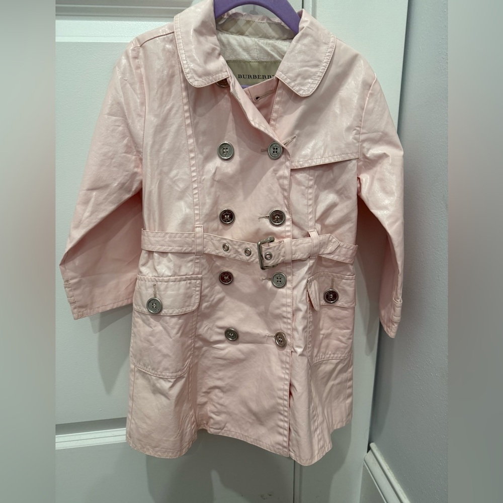Burberry Kids Light Pink Double-Breasted Raincoat